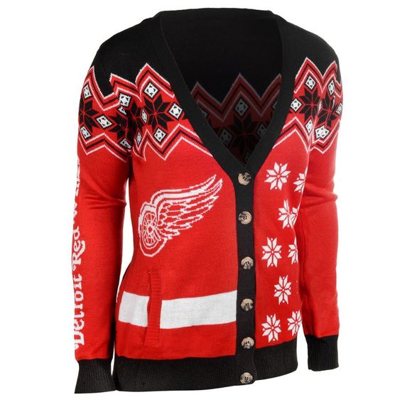 Foco Sweaters - Detroit Red Wings NHL Women's Ugly Cardigan